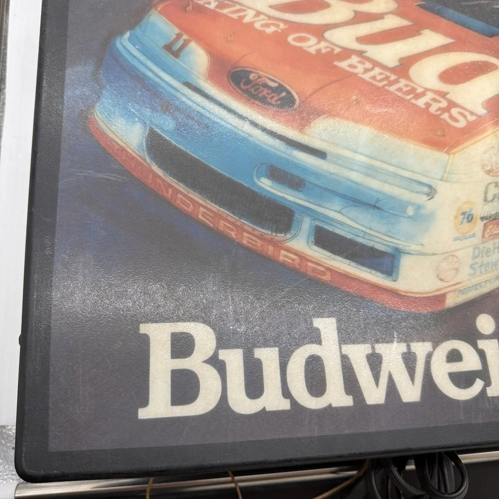 Vintage 1989 Budweiser Beer Racing Fans Lighted Sign Terry Labonte NASCAR Works!